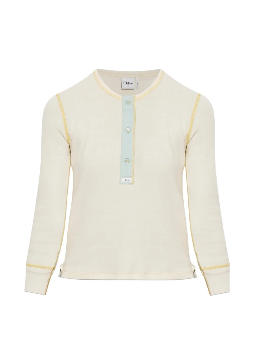 Chloé contrast-stitch button-placket long-sleeve top - Neutrals