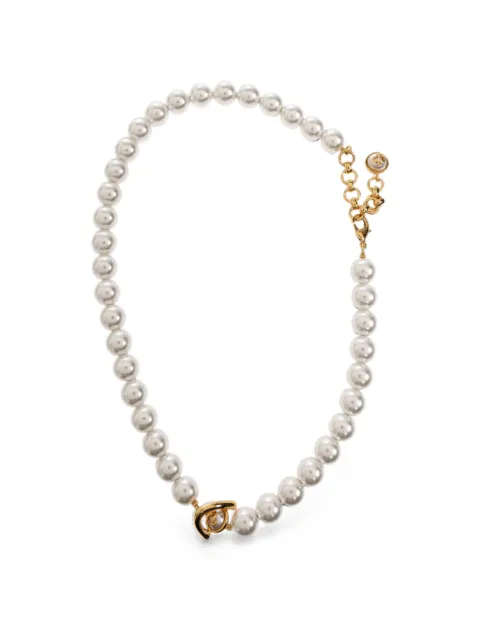 Casablanca logo-pendant pearl necklace