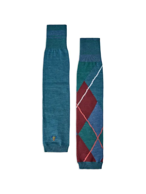 Vivienne Westwood argyle-pattern Orb-embroidered arm warmers