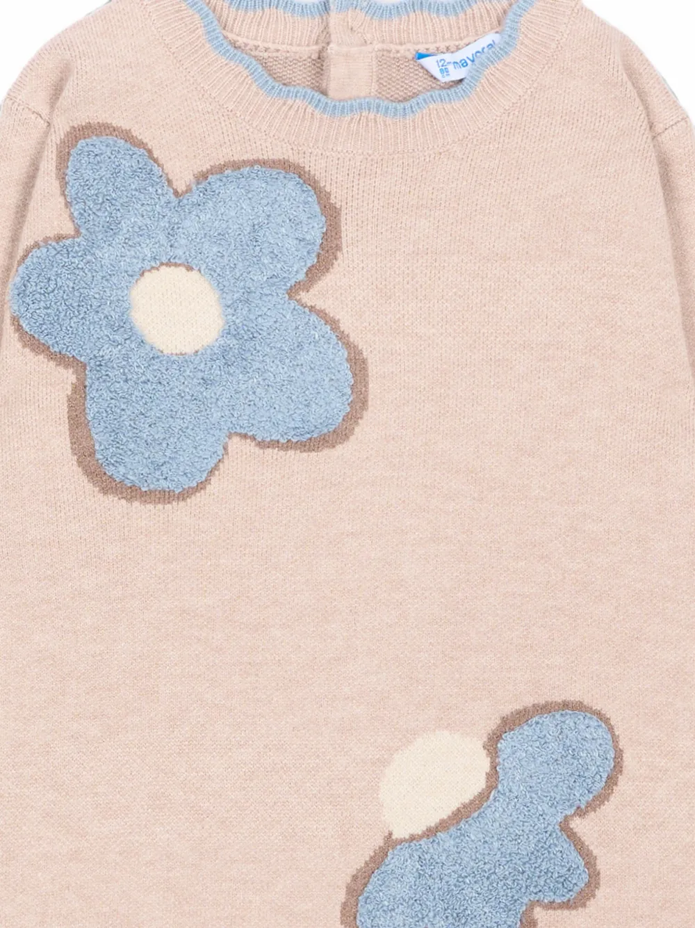 Mayoral Gebreide jurk met bloemenpatch Beige