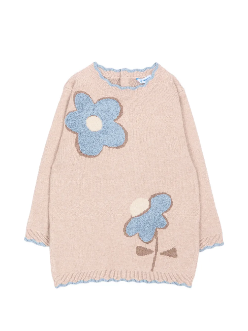 Mayoral Gebreide jurk met bloe patch Beige