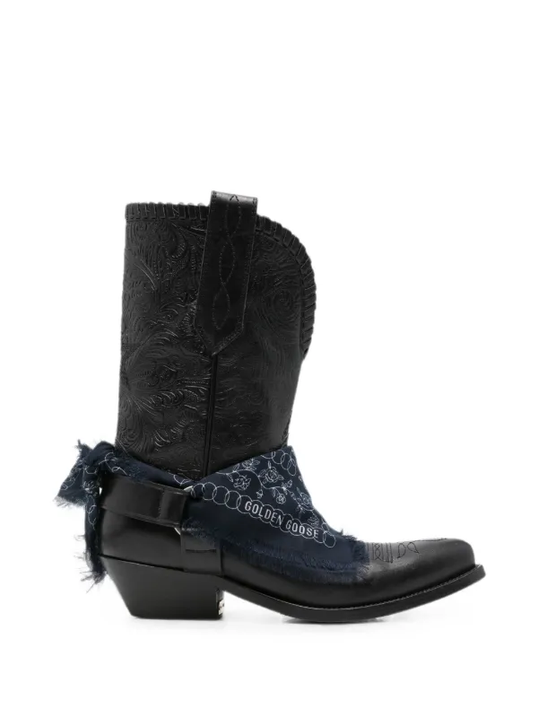 Golden Goose Scarf-embellishment Boots in Black