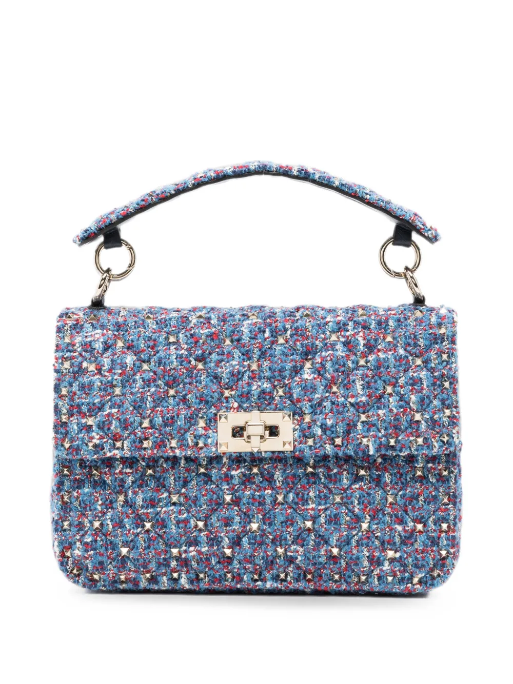 Valentino Garavani Rockstud Twist-lock-fastening Tote Bag In Blue