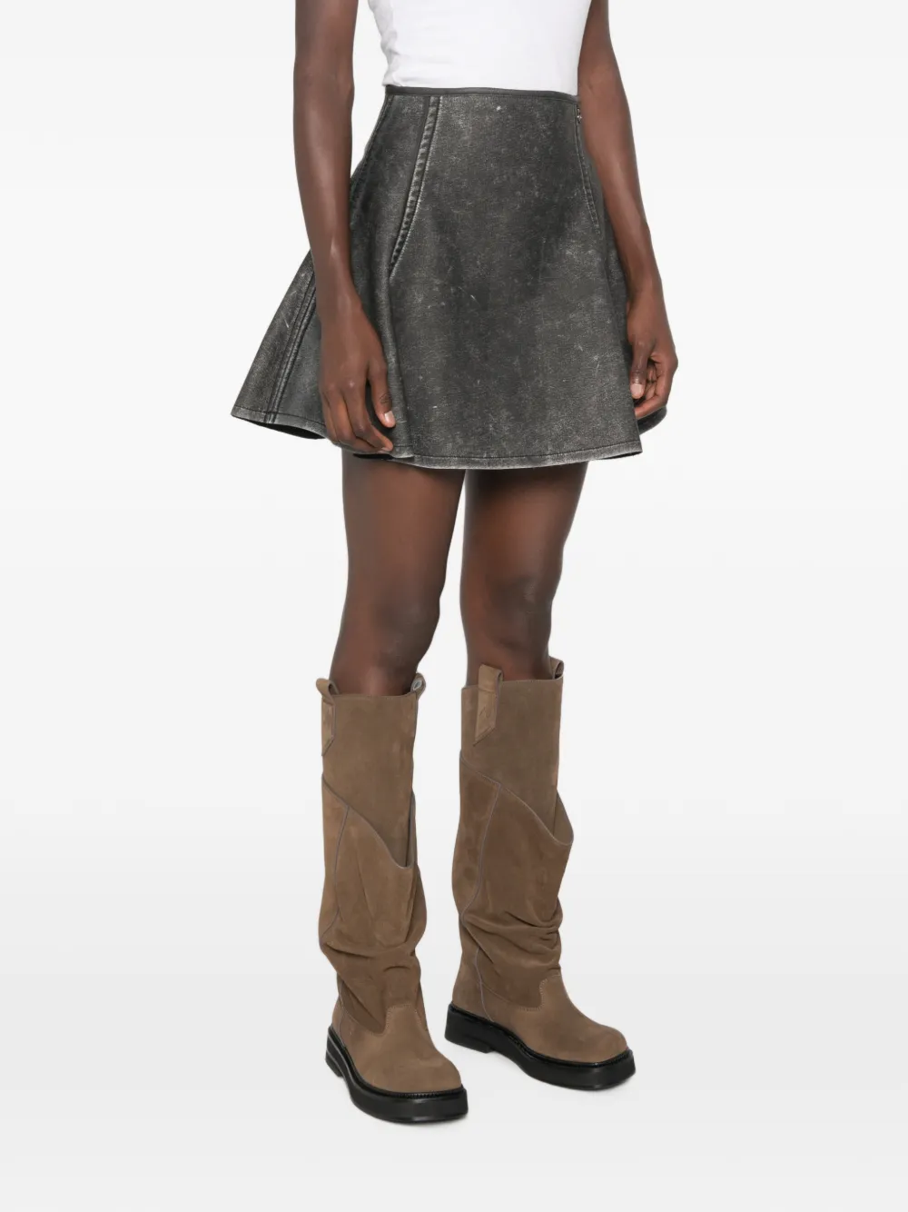 Diesel Erina flared mini-rok met acid-wassing Grijs
