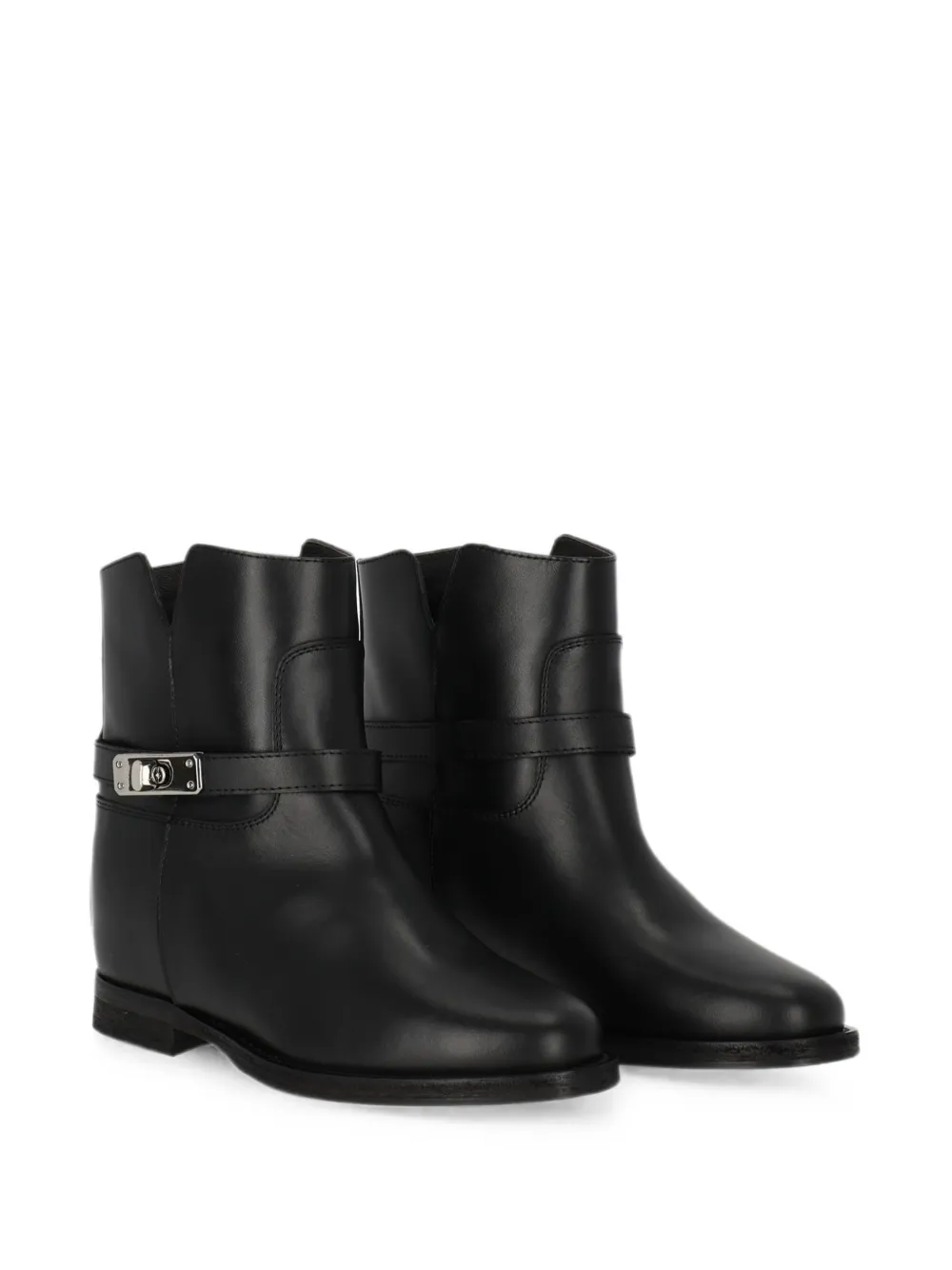 Via Roma 15 turn-lock strap ankle boots Zwart