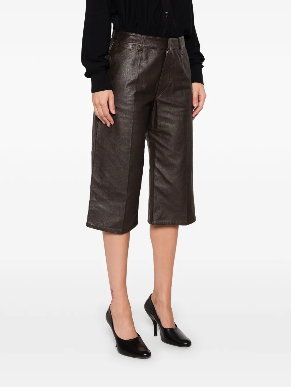 LEMAIRE Leren shorts Bruin