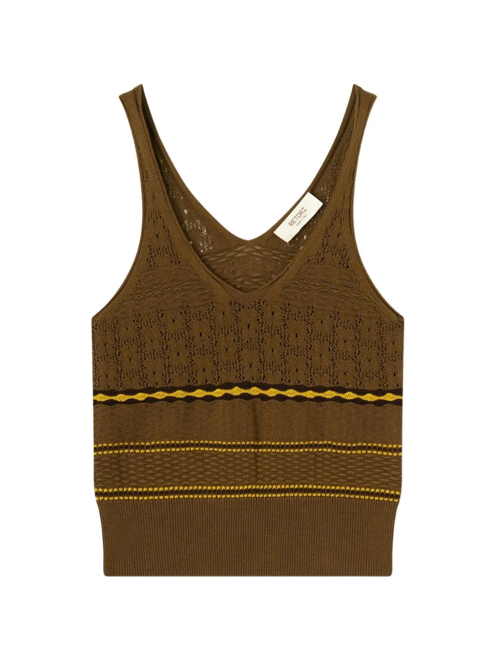 RETORI floral-stitch knit top - Marrone