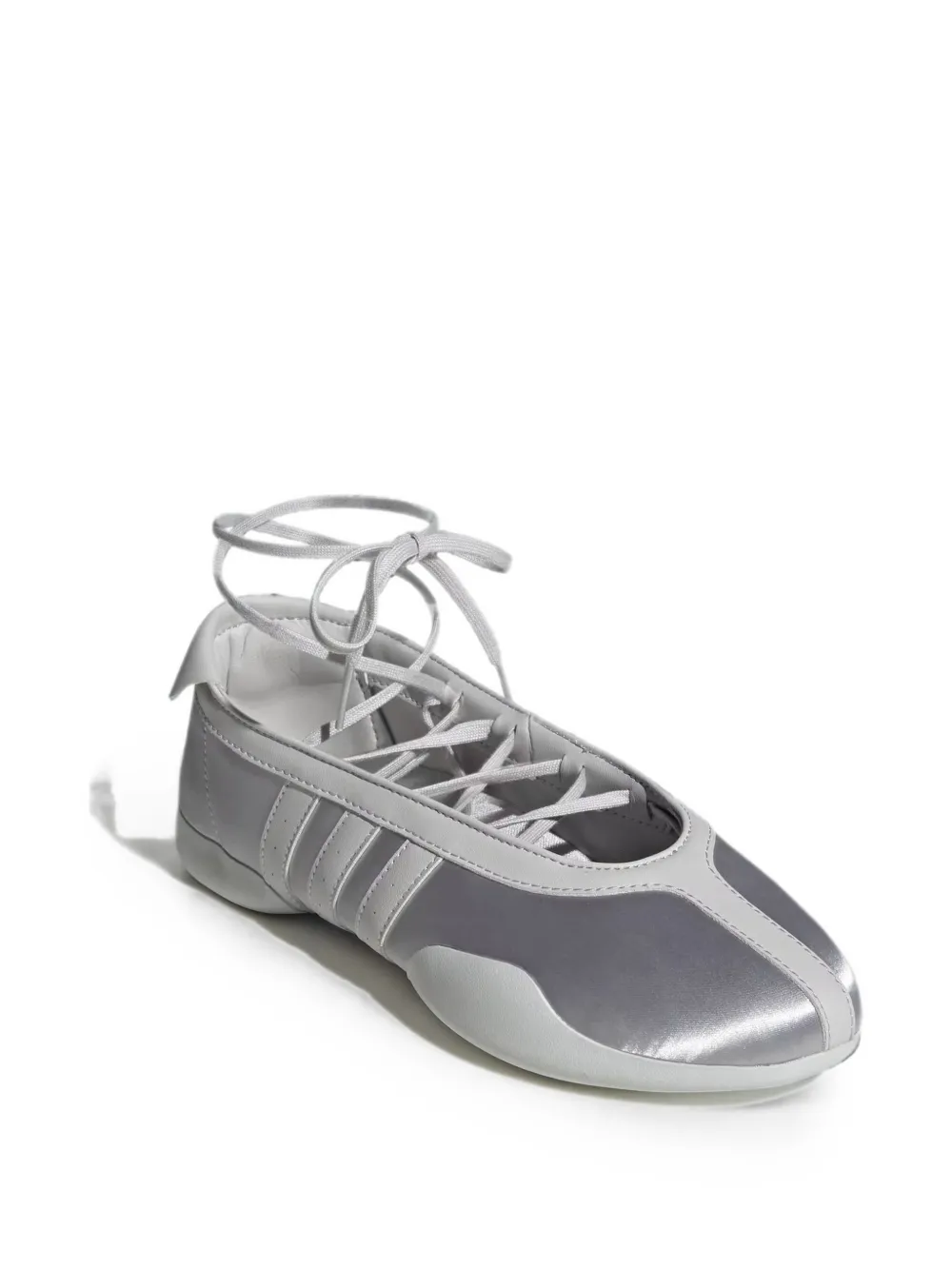adidas lace-up logo-patch ballet flats Zilver