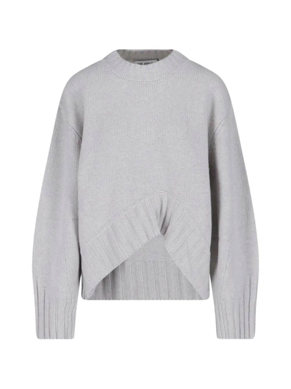 The Attico asymmetric-hem embroidered-logo sweater - Grigio