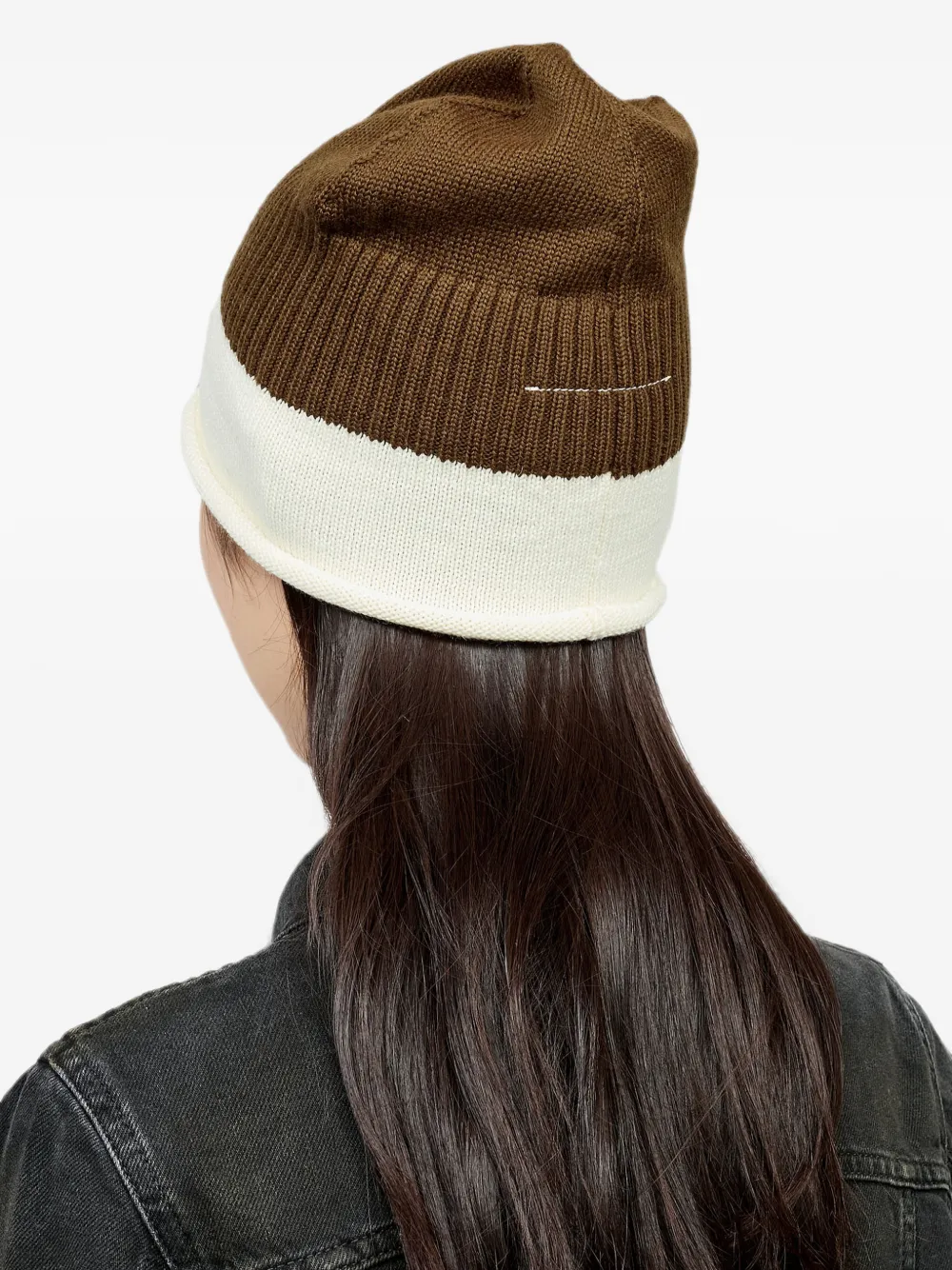 MM6 Maison Margiela Katoenen gebreide muts Bruin