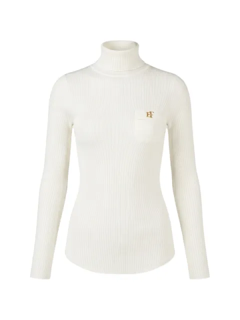 Elisabetta Franchi ribbed-knit logo turtleneck sweater