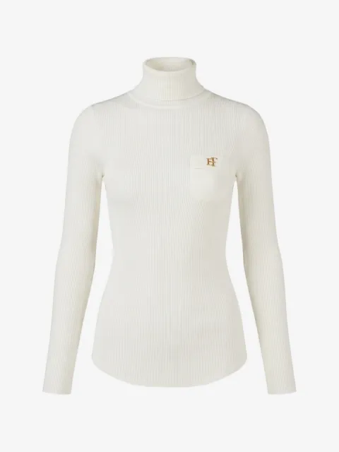 Elisabetta Franchi ribbed-knit logo turtleneck sweater