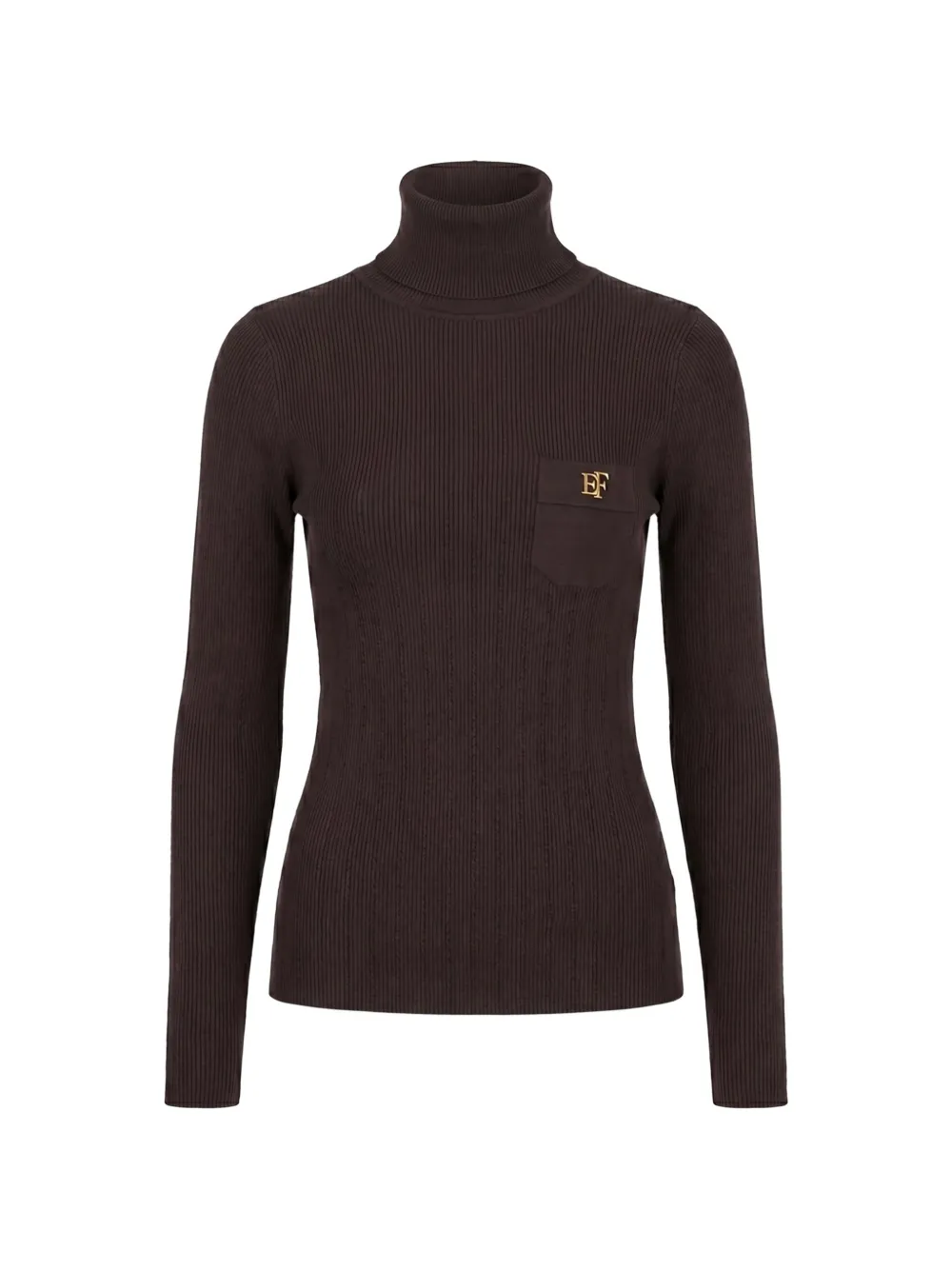 Elisabetta Franchi ribbed-knit logo turtleneck sweater - Braun