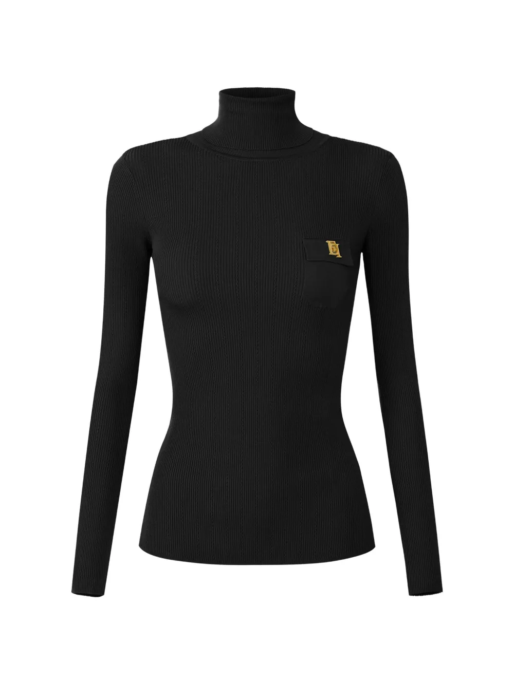 Elisabetta Franchi Ribgebreide coltrui met logo Bruin