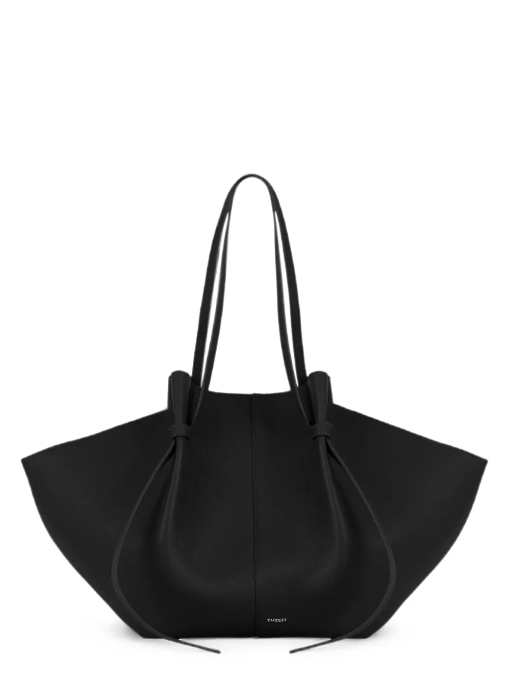 Yuzefi Mochi grote leren shopper met bewerkte korrel Zwart