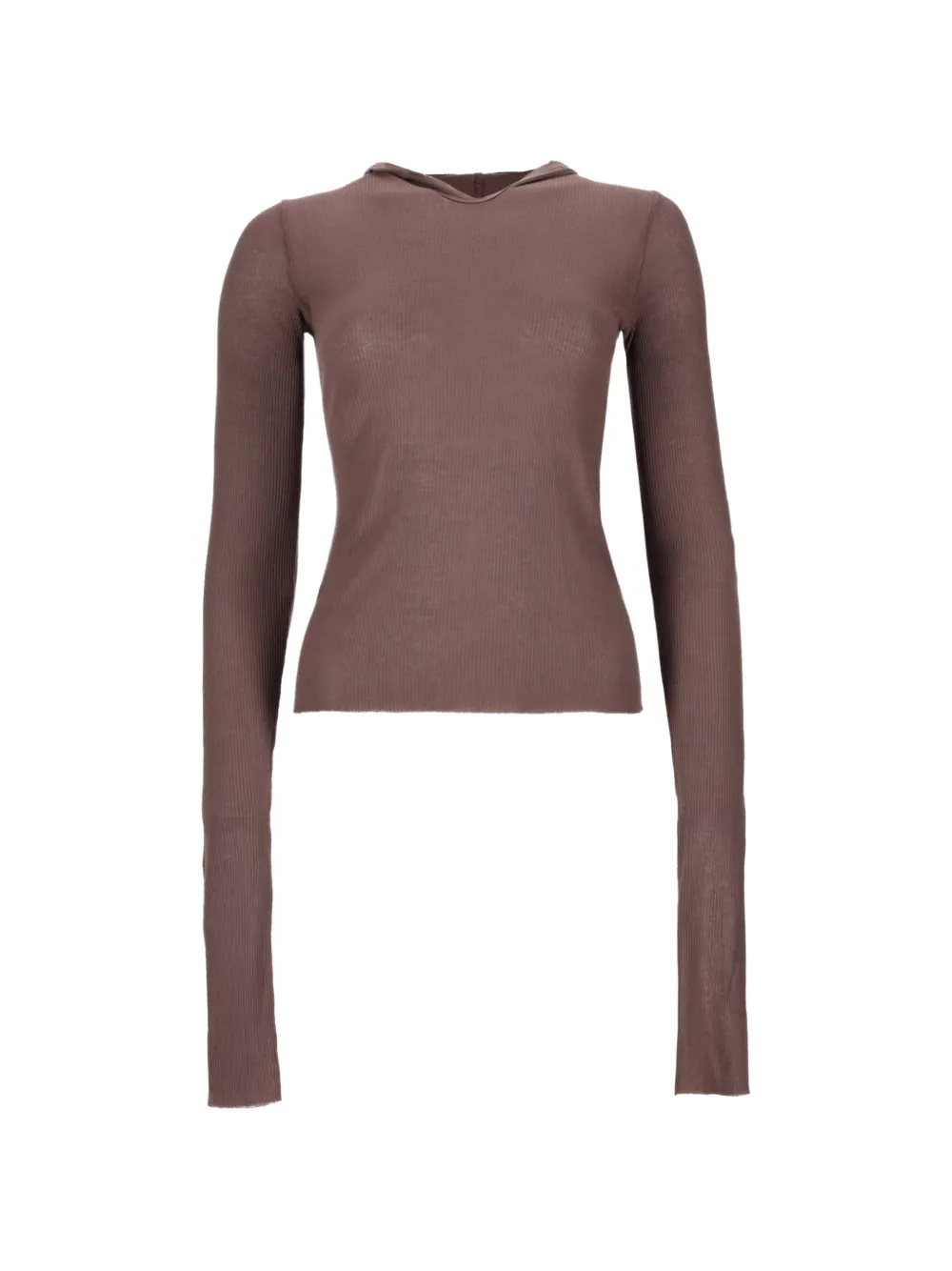 Rick Owens ribbed-knit hoodie - Marrone