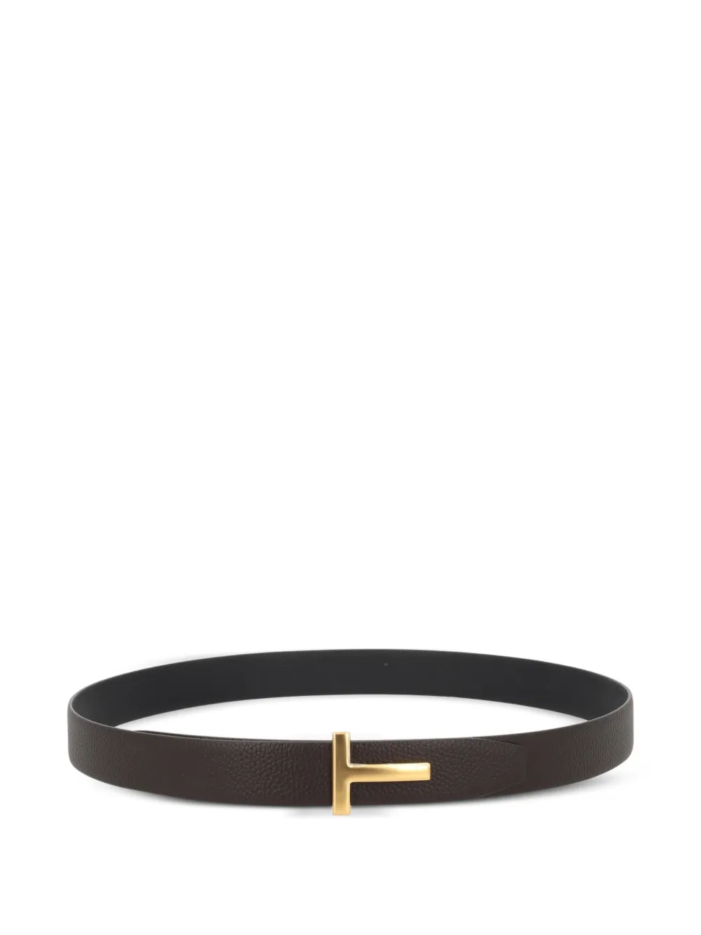 TOM FORD T-buckle grained leather belt - Marrone