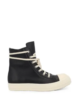 Rick Owens ハイカット レザースニーカー | ブラック | FARFETCH JP