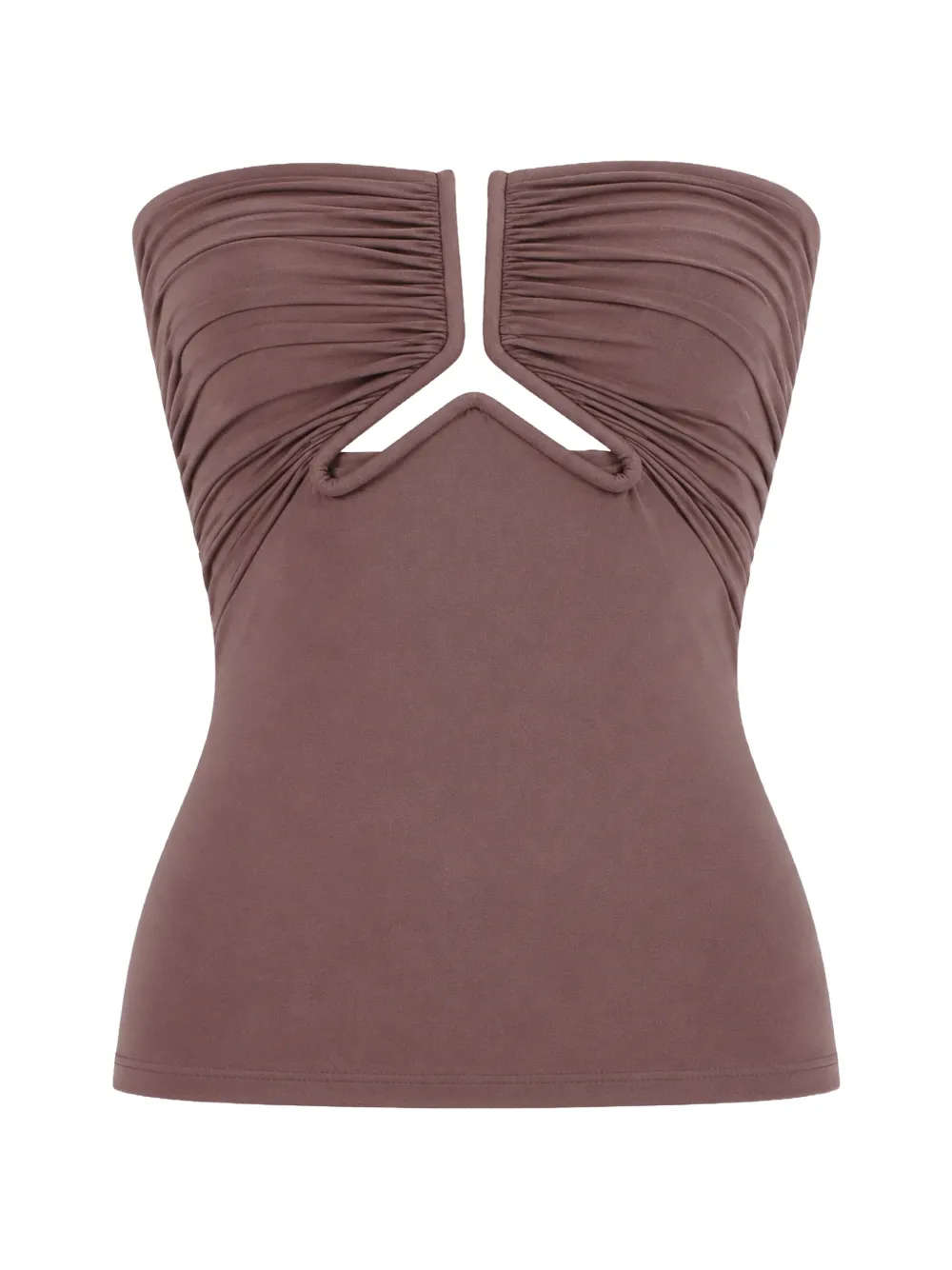 Rick Owens cut-out ruched top - Marrone