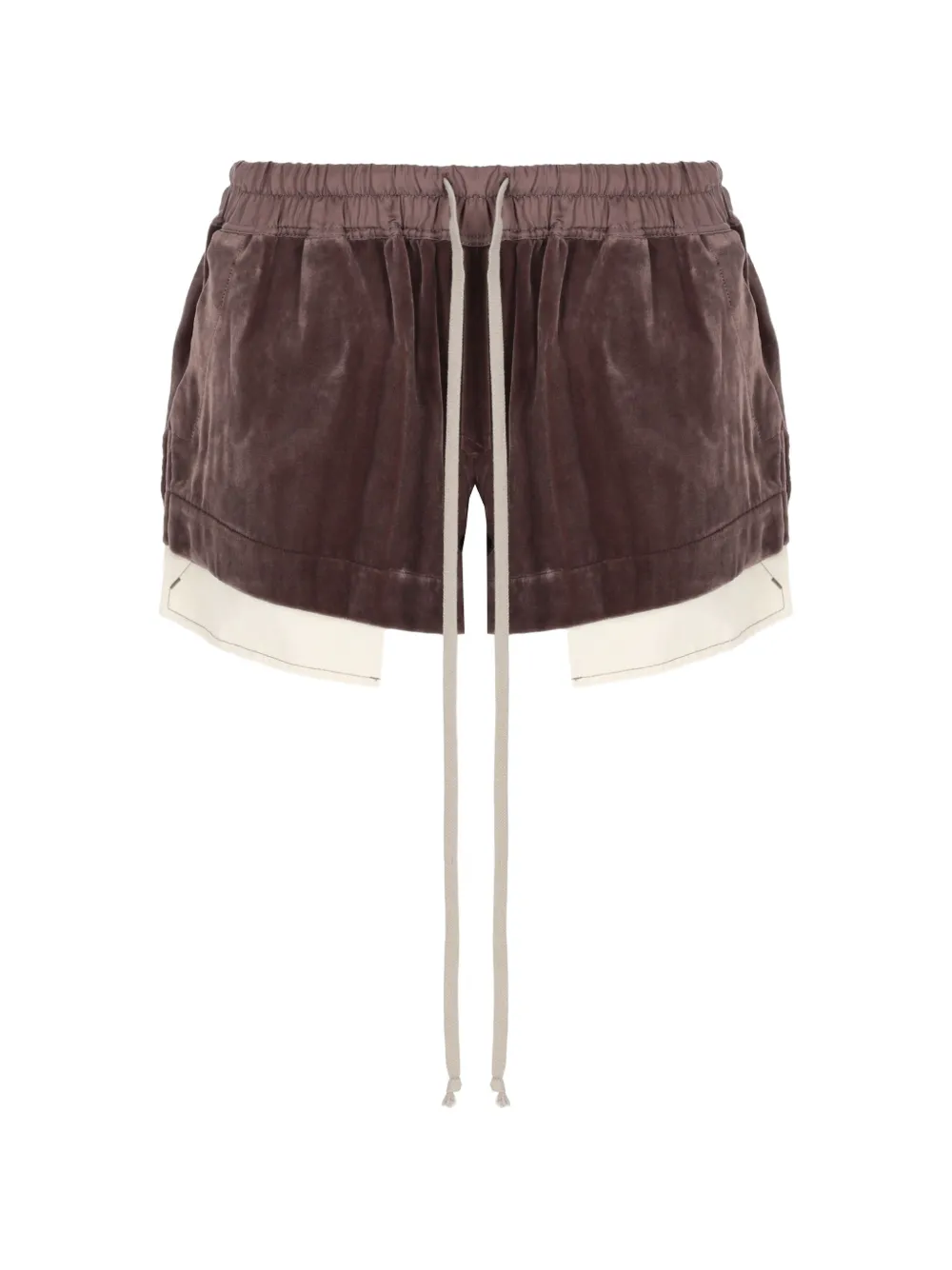 Rick Owens Velvet-effect Layered Shorts In Grau