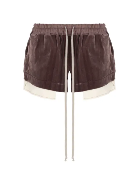 Rick Owens velvet-effect layered shorts