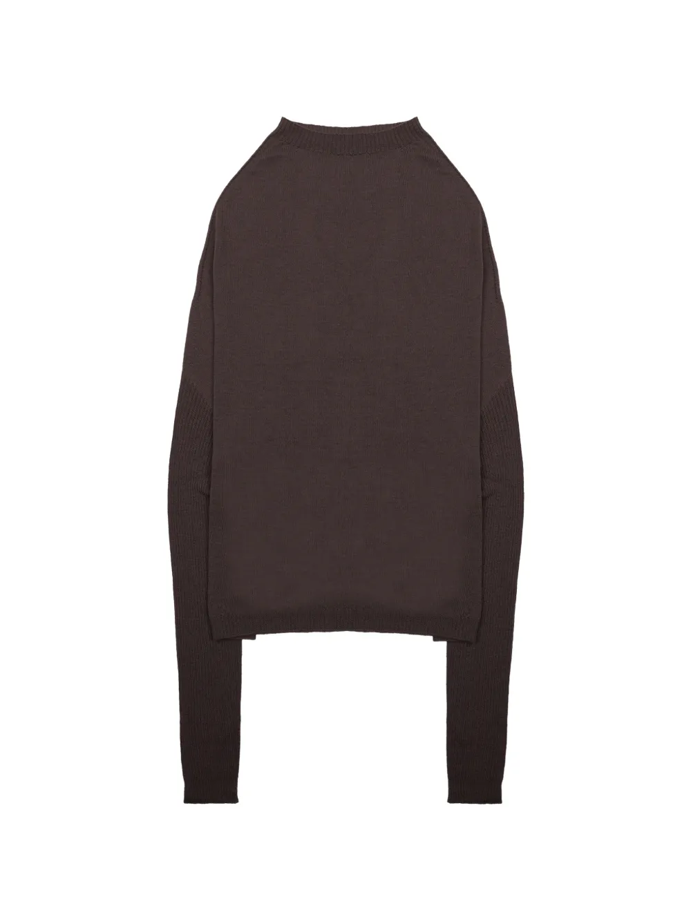 Rick Owens LS Crater ribbed-knit panelled sweater - Marrone