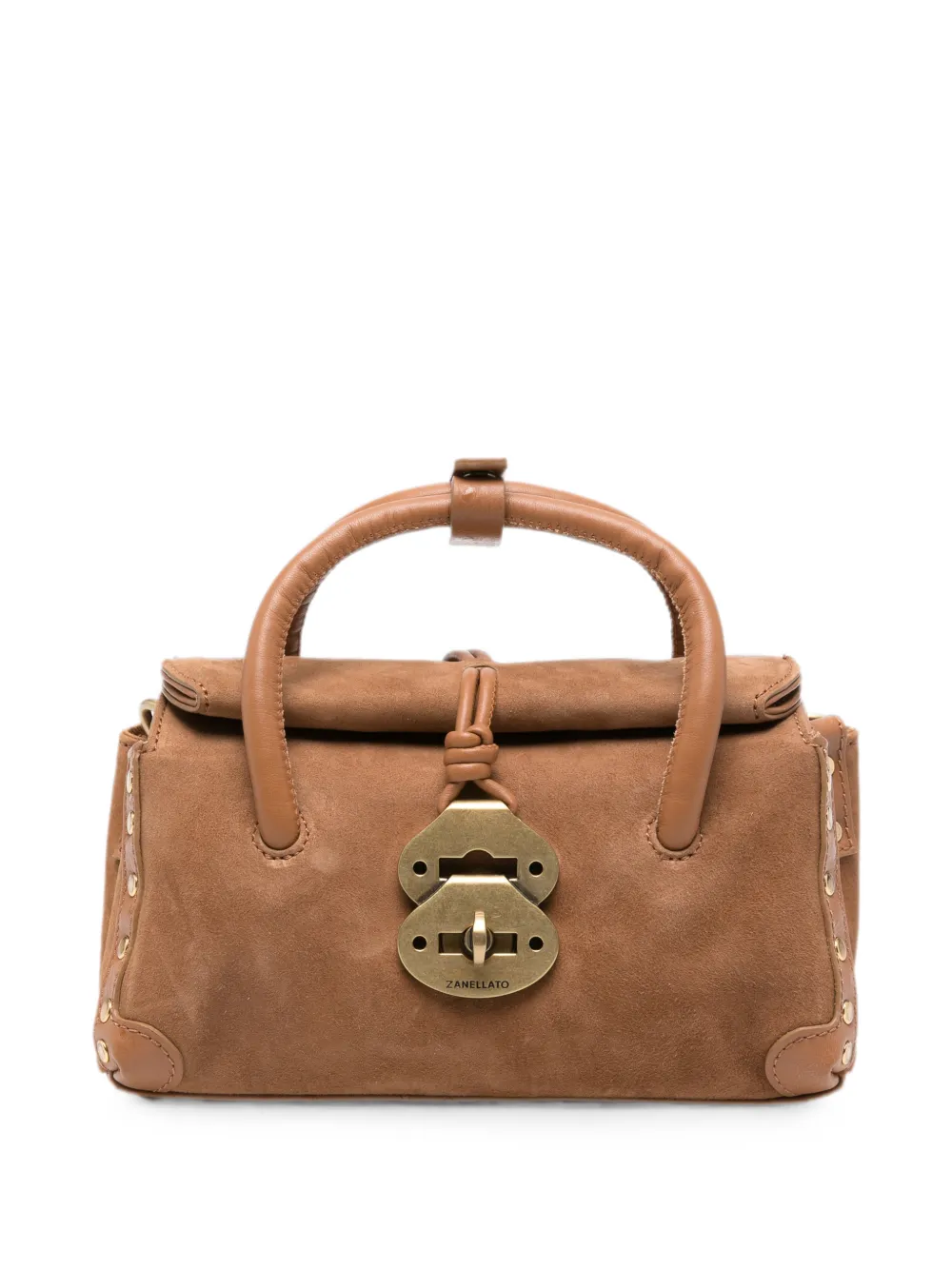 Zanellato Baby Dotta Suede Tote Bag In Brown
