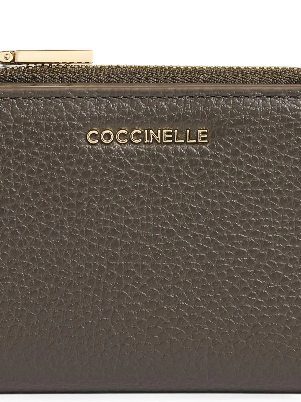Coccinelle Kleine metallic portemonnee van bewerkt leer Bruin