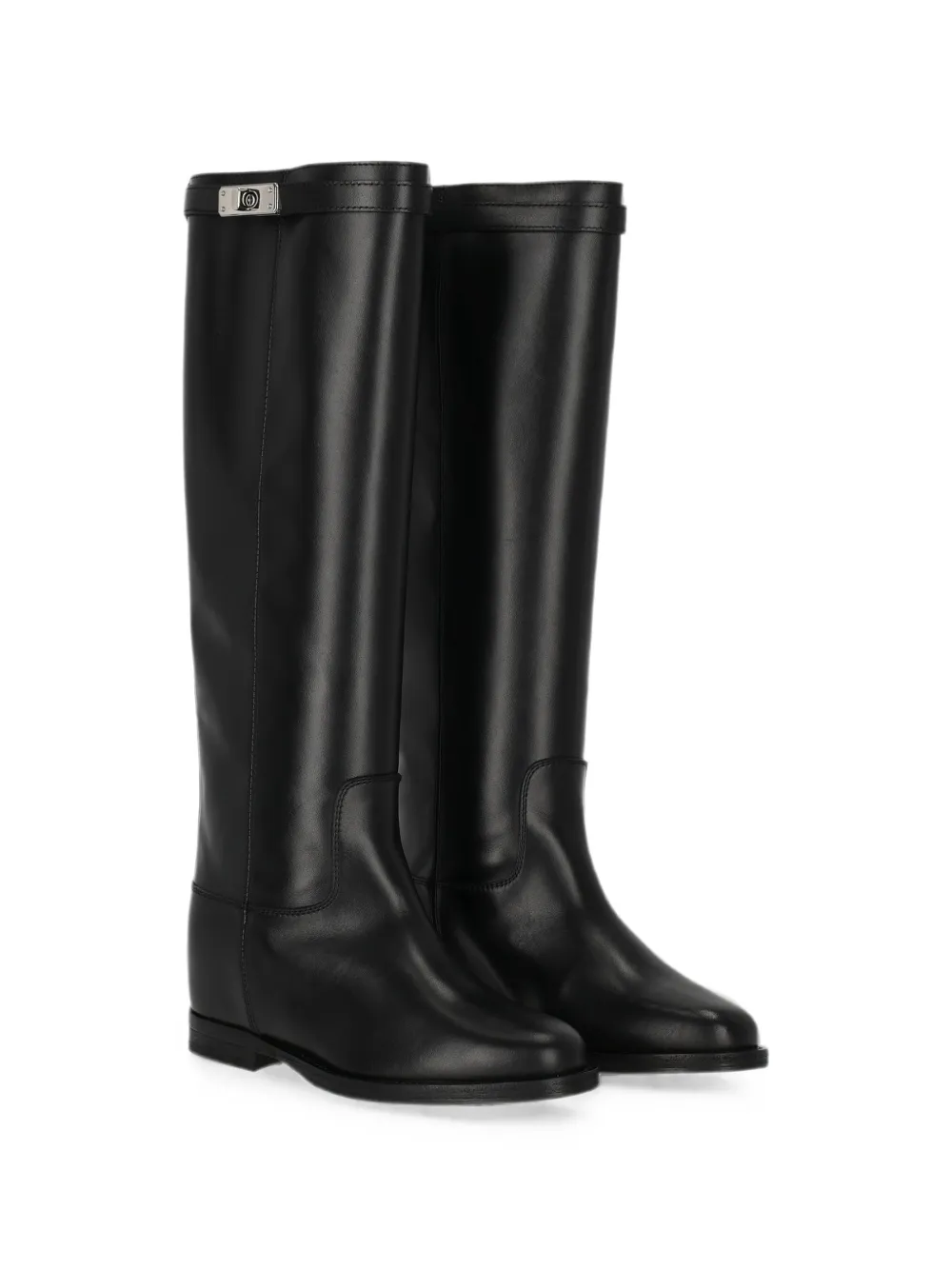 Via Roma 15 leather knee-high boots Zwart