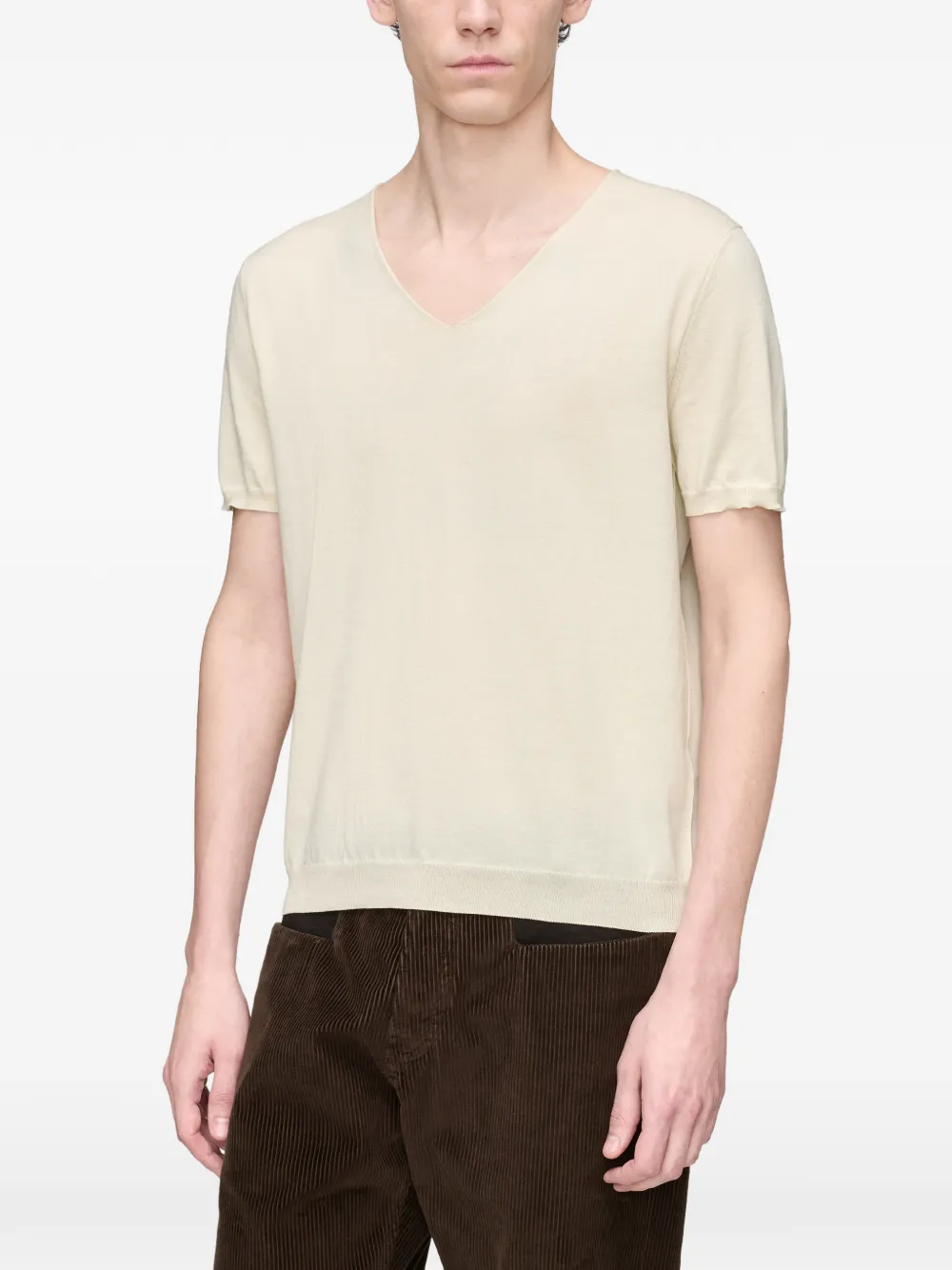 Maison Margiela Katoenen top met V-hals Beige