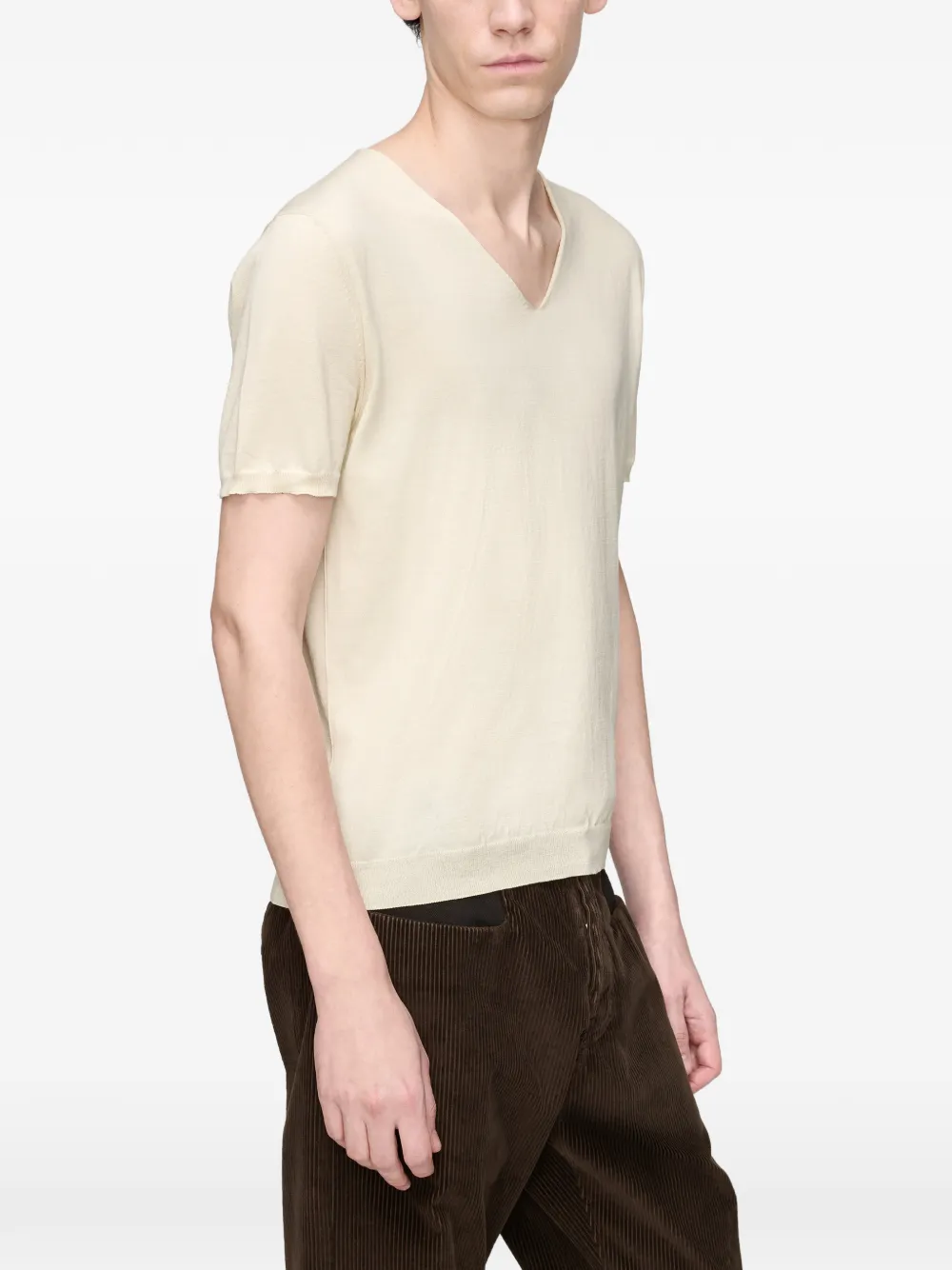 Maison Margiela Katoenen top met V-hals Beige