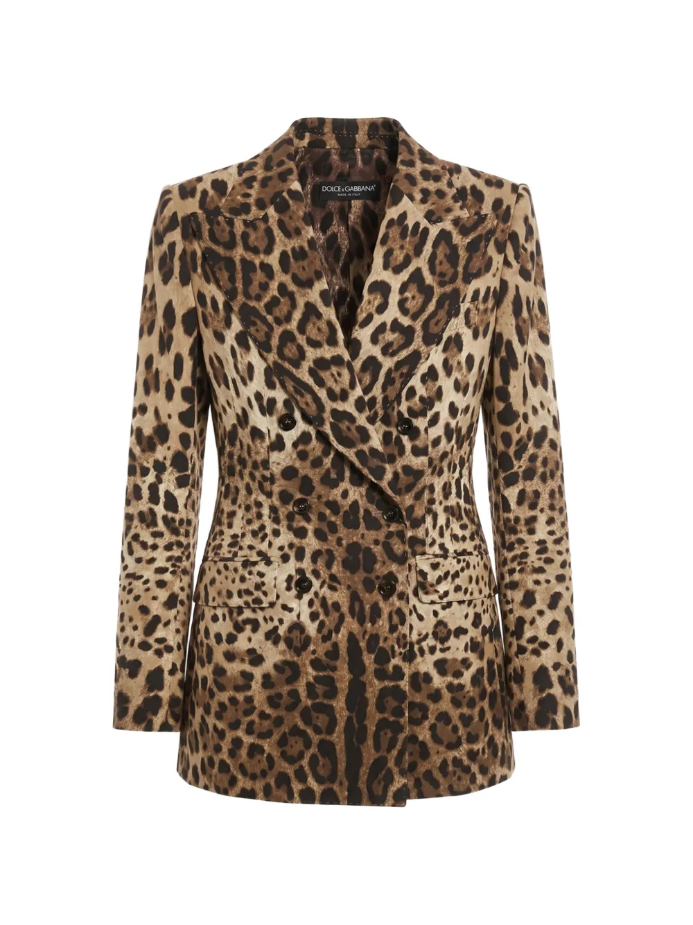 Dolce & Gabbana leopard-print double-breasted blazer - Neutrals