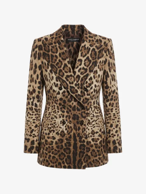 Dolce & Gabbana blazer con estampado de leopardo y doble botonadura