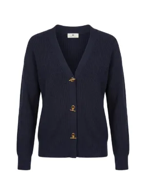 Brunello Cucinelli スパンコール リブニット カーディガン | ブルー