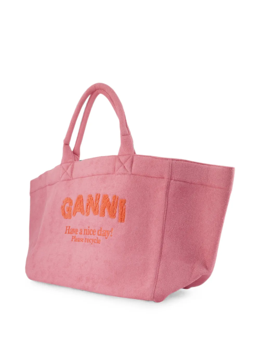 GANNI XXL Beach Resort shopper met geborduurd logo Roze