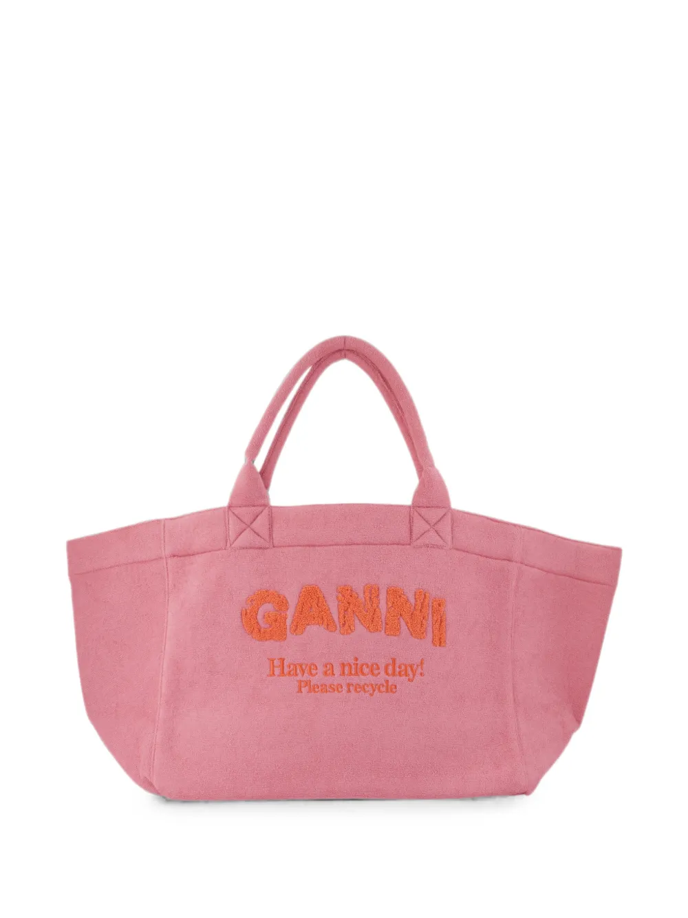 GANNI XXL Beach Resort embroidered-logo tote bag - Rosa
