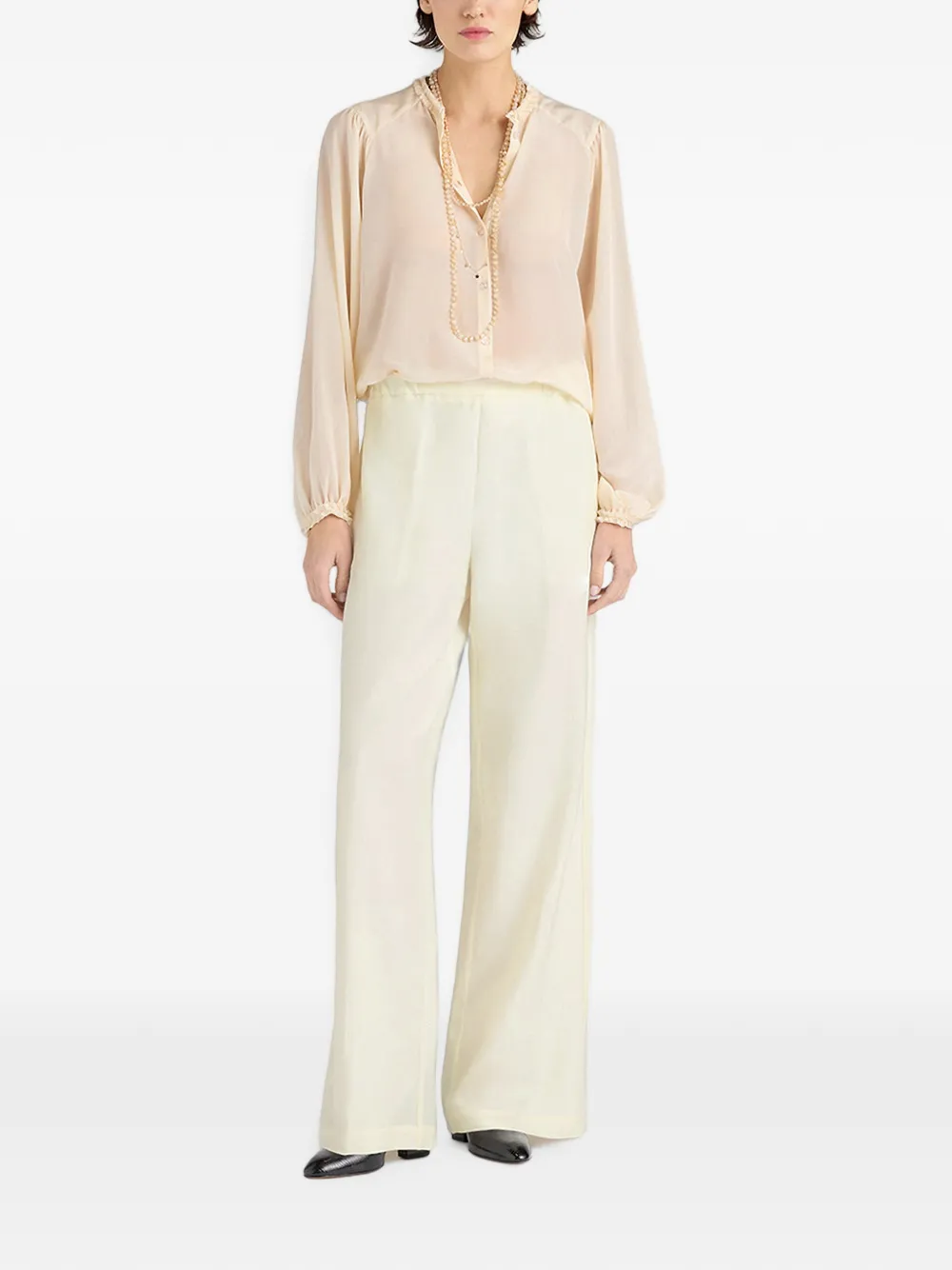 MOMONÌ Huna blouse van crêpe de chine Beige