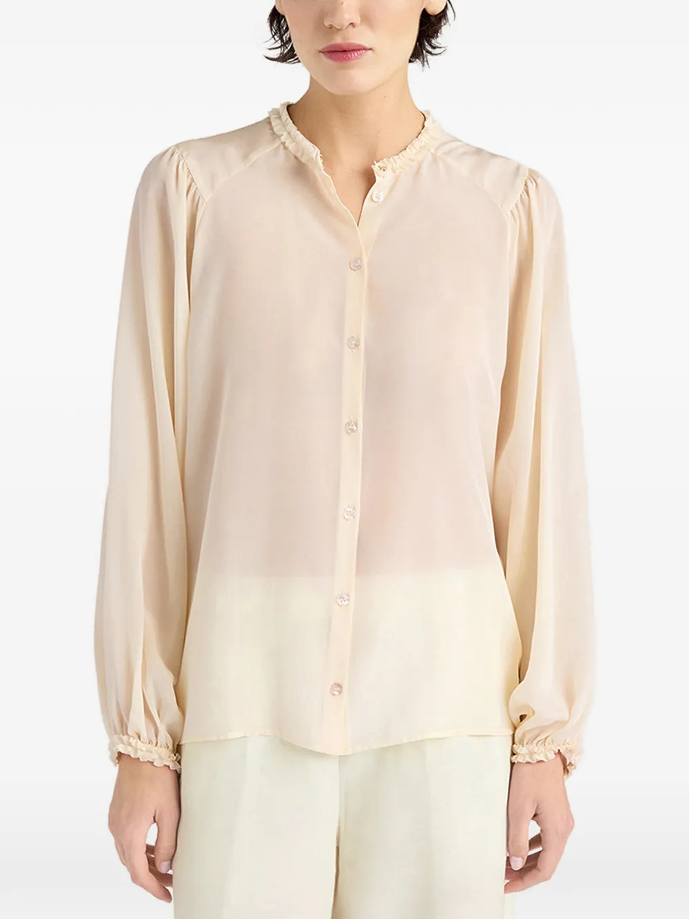 MOMONÌ Huna blouse van crêpe de chine Beige