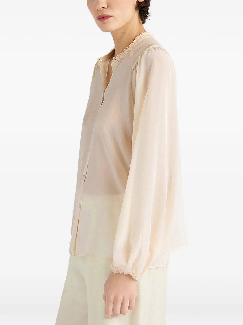 MOMONÌ Huna blouse van crêpe de chine Beige
