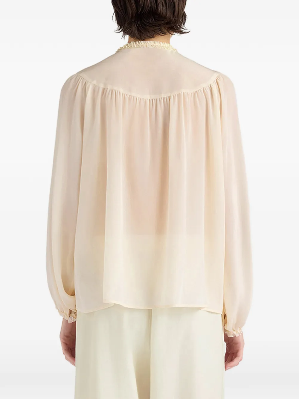 MOMONÌ Huna blouse van crêpe de chine Beige