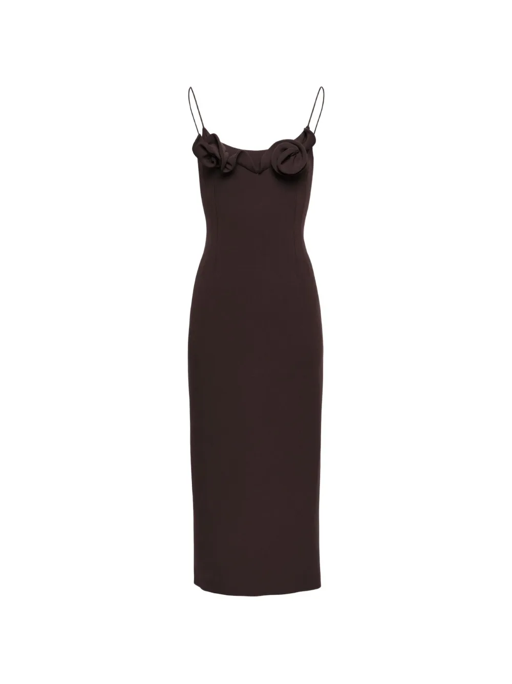 Magda Butrym floral-applique spaghetti-strap maxi dress - Marrone