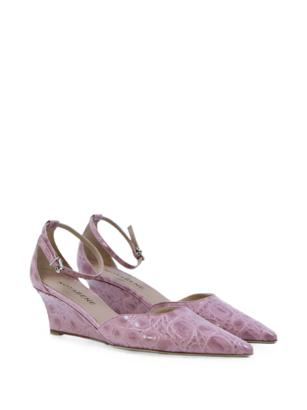 Notabene crocodile-effect pointed-toe sandals Roze