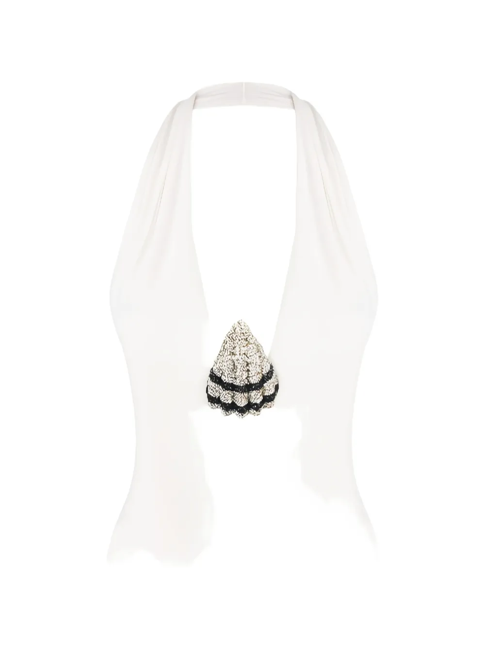 Nuè crystal-embellished halterneck swimsuit - Bianco