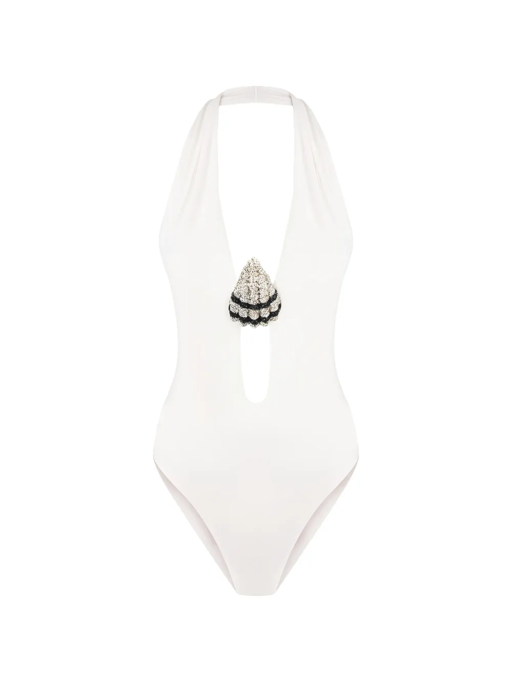 Nuè crystal-embellished halterneck swimsuit - Bianco