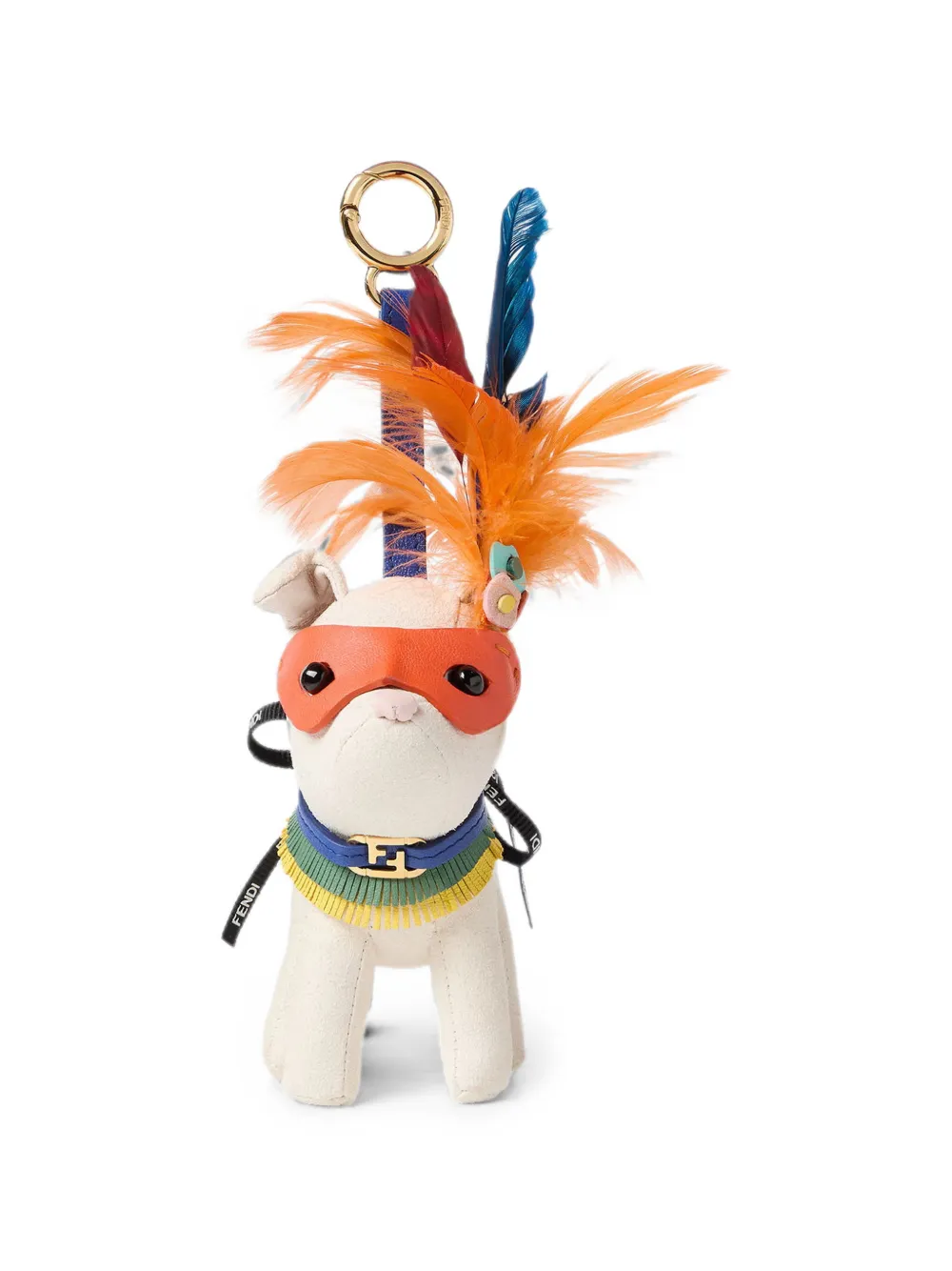 FENDI feather-embellished FF logo bag charm - Toni neutri