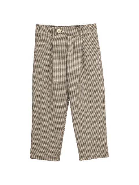 Eleventy Kids micro houndstooth-pattern pleated trousers