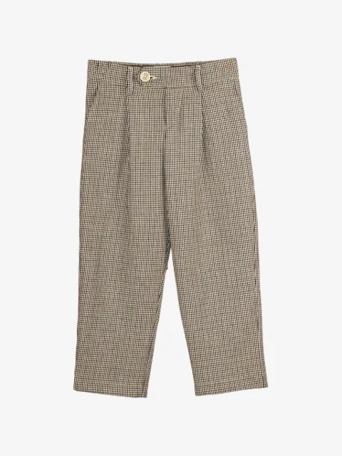 Eleventy Kids pantalon plissé à motif pied-de-poule