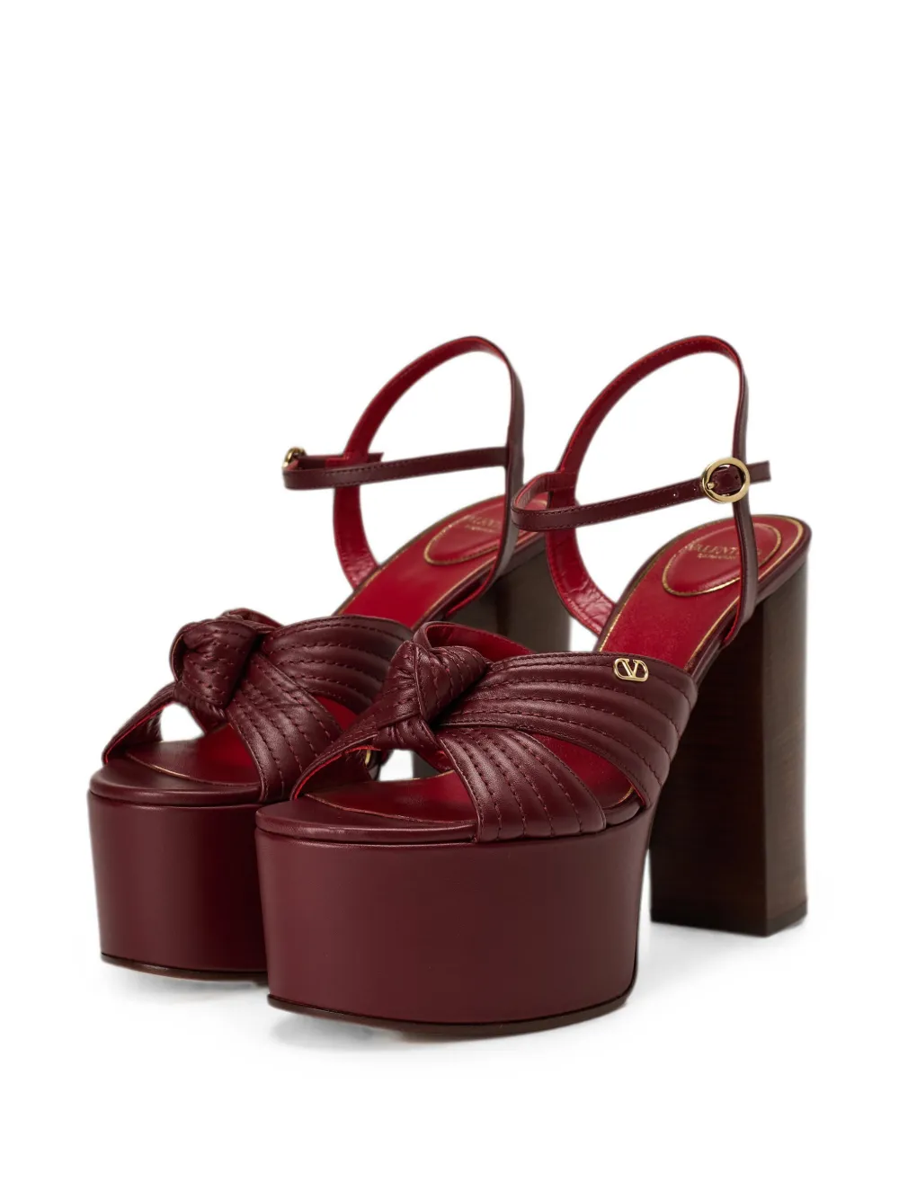 Valentino Garavani VLogo Signature knotted platform sandals Rood