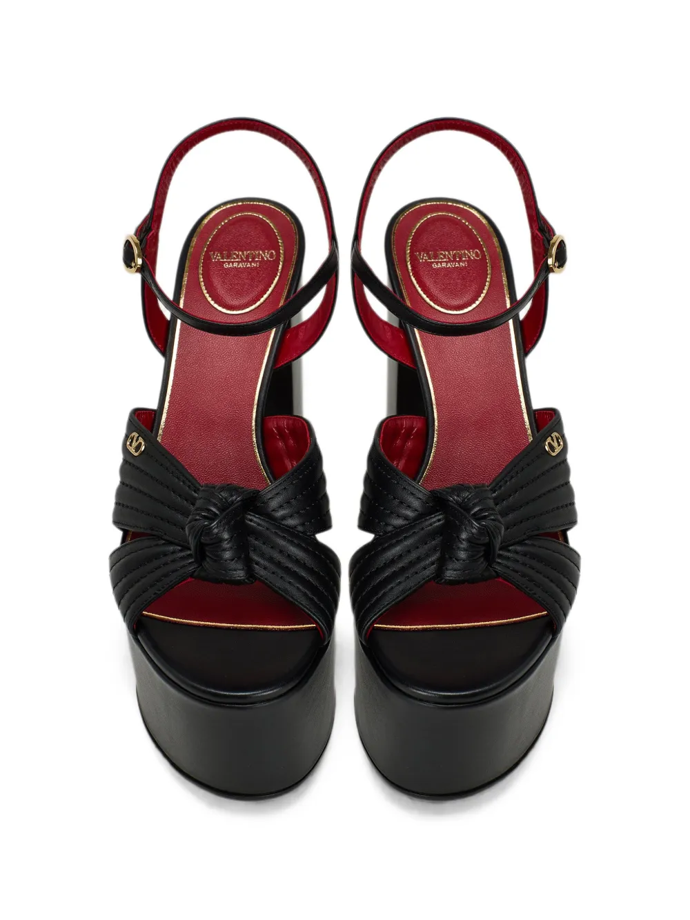 Valentino Garavani Panthea platform leather sandals Zwart