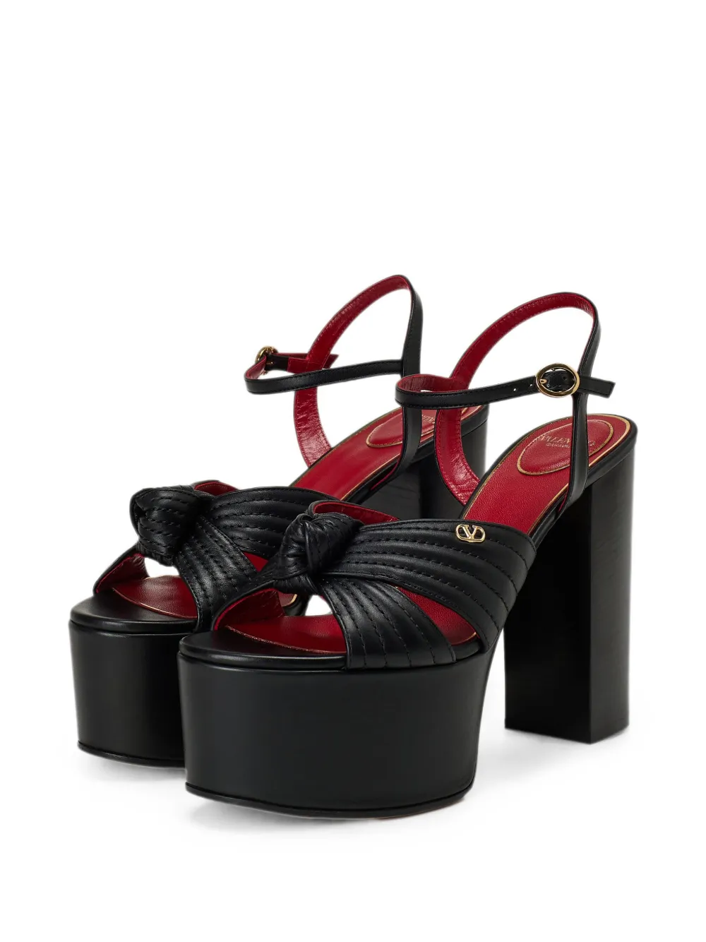 Valentino Garavani Panthea platform leather sandals Zwart